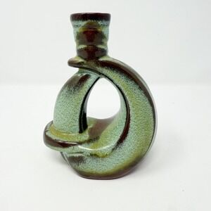 Vintage Frankoma Pottery 305 Prairie Green Candlestick Holder Single Art Pottery